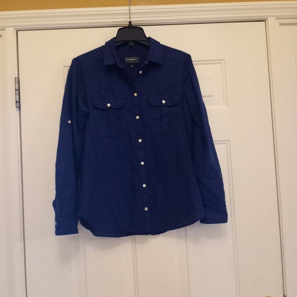Express Original Navy Blue Button Down | Size S